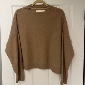 Anthropologie The Alani Cashmere Mock-Neck Sweater, Honey, M